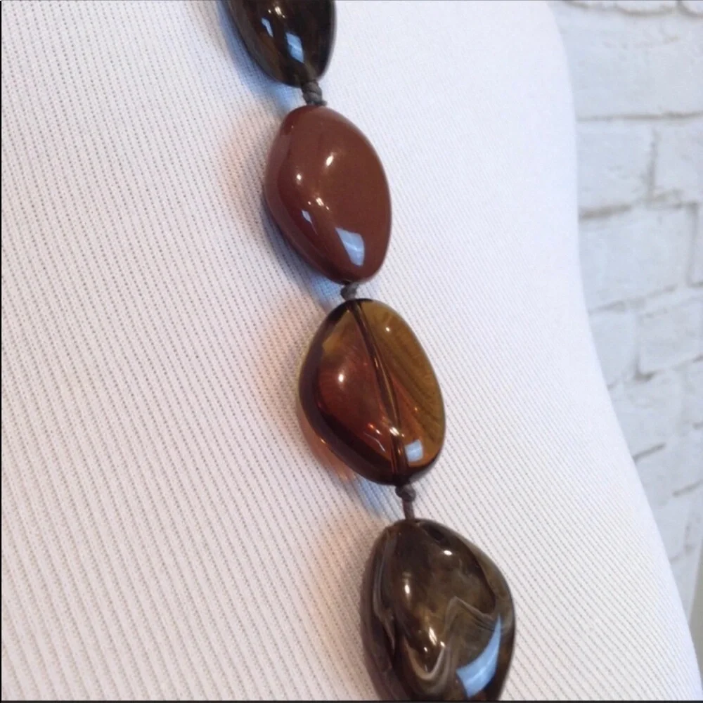Leather cord necklace with 13 polished stones